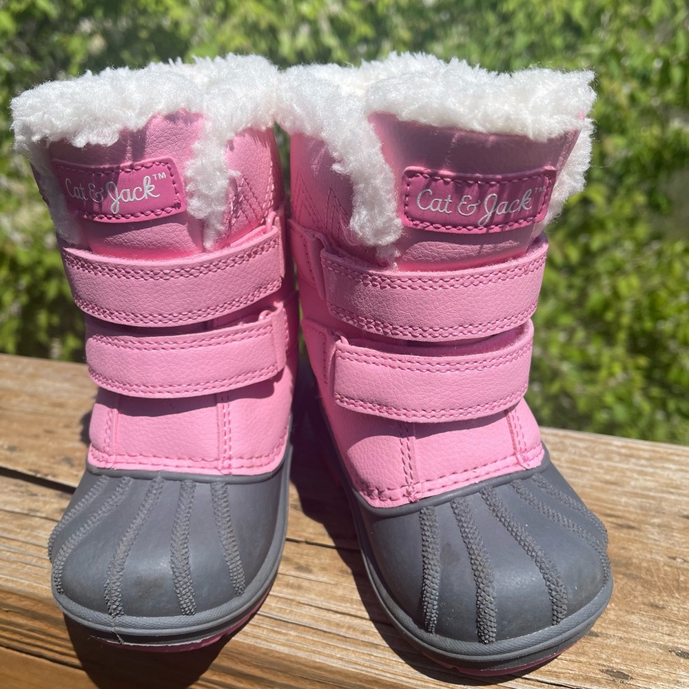 Cat & Jack Pink and Gray Kids' Boots - Like New!